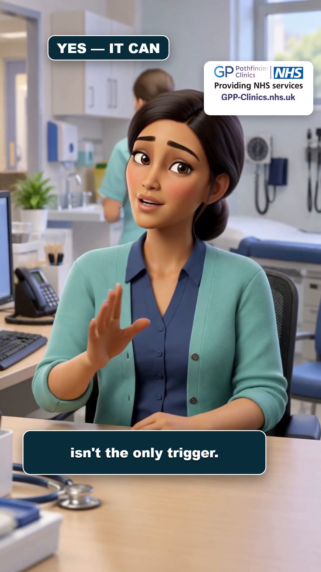 Animated patient describing how stress can worsen itching